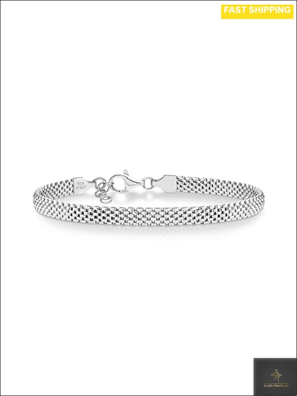 Italian 925 Sterling Silver 5mm Mesh Bracelet for Women